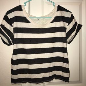 Striped T-shirt with Lace Back